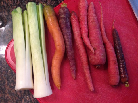 Leeks And Rainbow Carrots