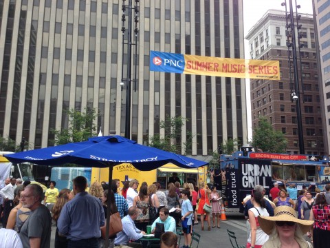 Crowded Fountain Square for Food Truckin' for Josh Care