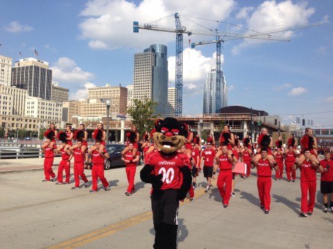 The Bearcat and Cheerleaders